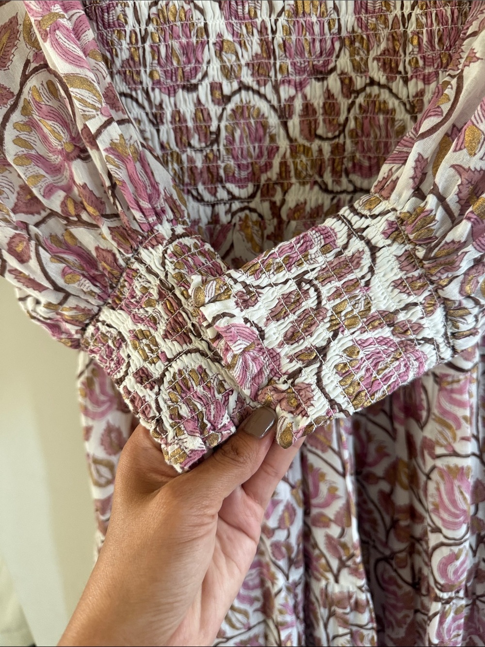 Tuckernuck-Oliphant Pink Floral Smocked Mini Dress S - Picture 5 of 6